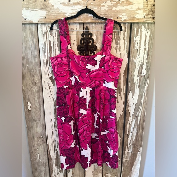 Donna Rocco Floral Dress size 14 Roses Pink with pockets - Picture 5 of 6